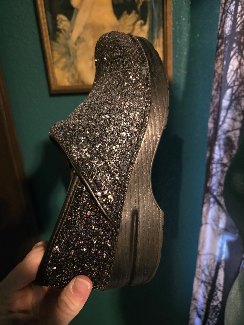 Dansko Women's Black Glitter Clog Shoe